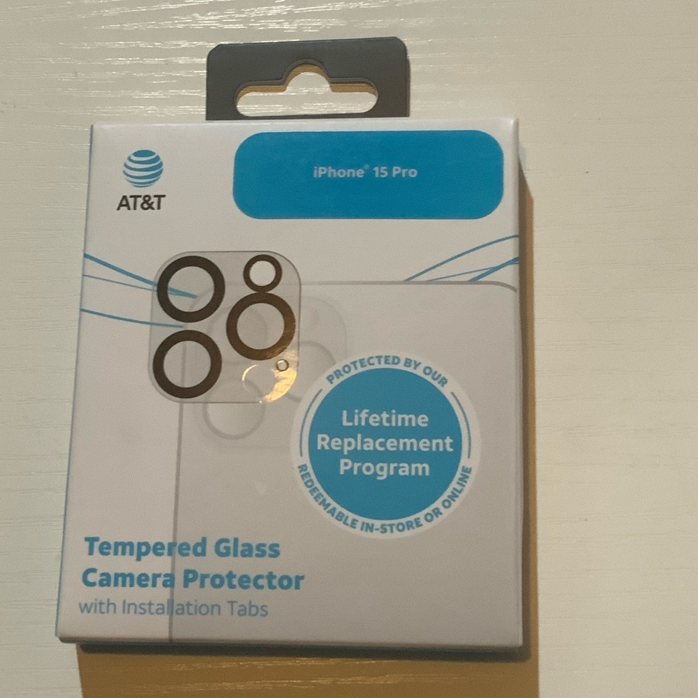 AT&T Tempered Glass Camera Protector for iPhone 15 Pro - Black